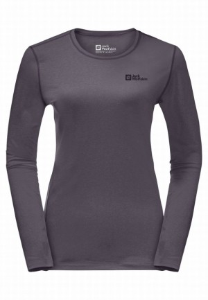 Grey Jack Wolfskin Skyhermal L/s Women T Shirts | 46890009