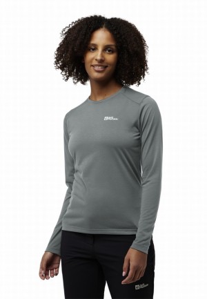 Grey Jack Wolfskin Vonnan Ls Women T Shirts | 38369864