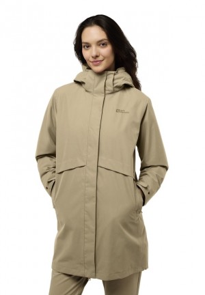 Khaki Jack Wolfskin Baylight 3in1 Women Coats | 94918577
