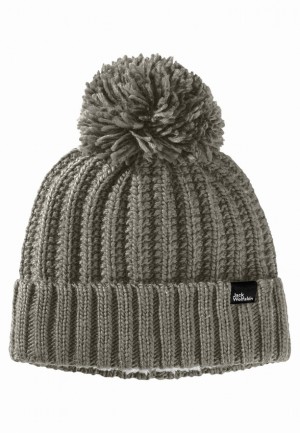 Khaki Jack Wolfskin Highloft Knit W Men Beanie | 47562003