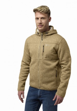 Khaki Jack Wolfskin Kaminfeuer Hooded Men Fleece Jackets | 94913327