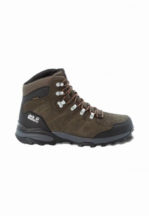 Khaki Jack Wolfskin Refugio Texapore Mid Men Hiking Shoes | 46799310