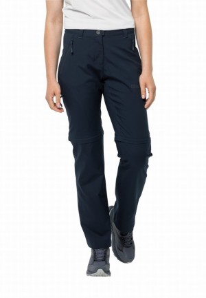 Navy Jack Wolfskin Active Track Zip Off Women Hiking Pants | 82882491