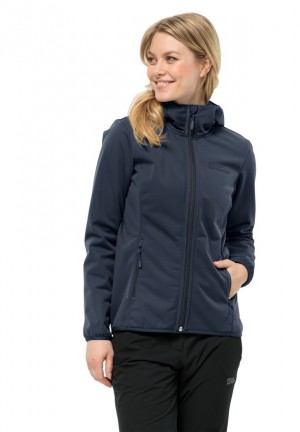Navy Jack Wolfskin Bornberg Hoody Women Jackets | 16216485