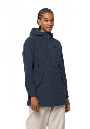 Navy Jack Wolfskin Dakar Women Rain Coats | 22168605