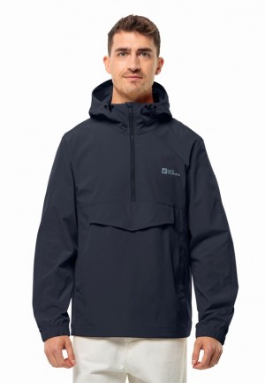 Navy Jack Wolfskin Desert Wind Overhead Men Jackets | 48906793