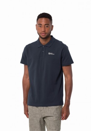 Navy Jack Wolfskin Essential Men Polo Shirts | 46455009