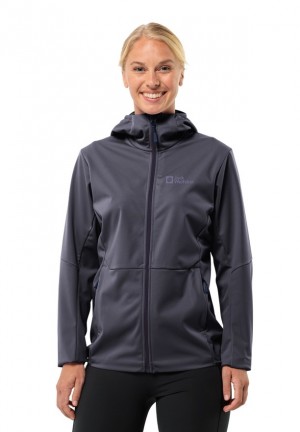 Navy Jack Wolfskin Feldberg Hoody Women Softshell Jackets | 40889174