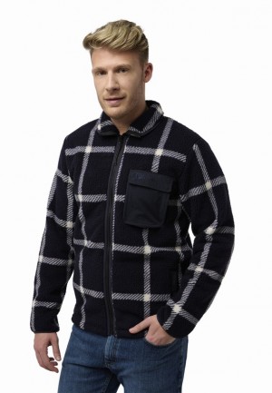 Navy Jack Wolfskin Felslicht Check Men Fleece Jackets | 67306784
