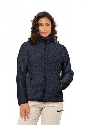 Navy Jack Wolfskin High Curl Women Fleece Jackets | 60995160