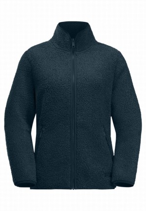 Navy Jack Wolfskin High Curl Women Fleece Jackets | 20649363