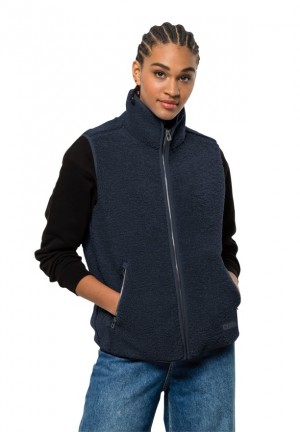 Navy Jack Wolfskin High Curl Women Vest | 28863599