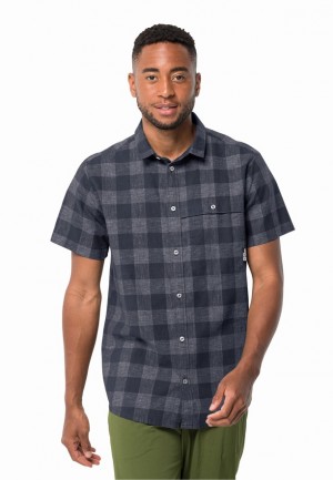 Navy Jack Wolfskin Highlands Men Shirts | 71889683