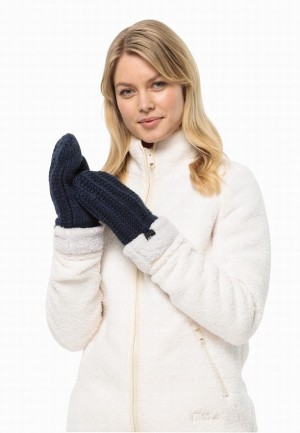 Navy Jack Wolfskin Highloft Knit Women Mittens | 25758645