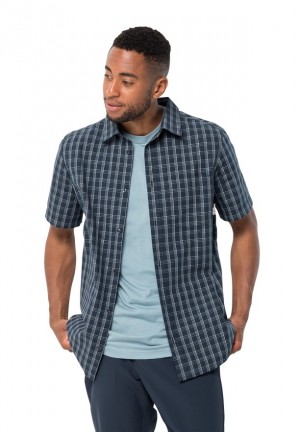 Navy Jack Wolfskin Hot Springs Men Shirts | 25386416