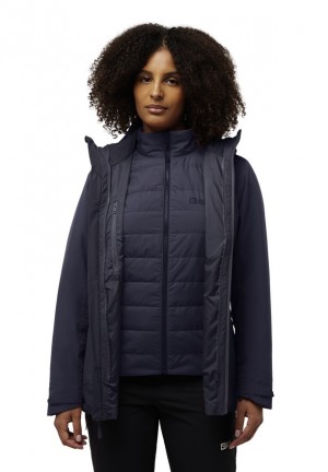 Navy Jack Wolfskin Hunberg 3in1 Women Jackets | 82121086