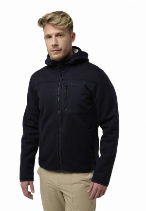 Navy Jack Wolfskin Kaminfeuer Hooded Men Fleece Jackets | 37246908