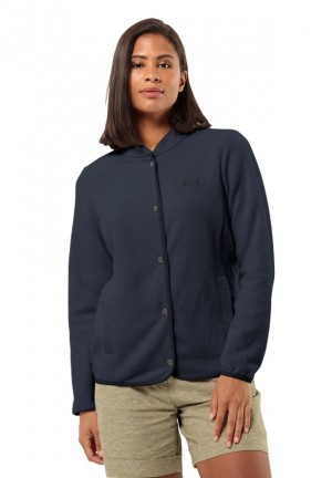 Navy Jack Wolfskin Light Curl Women Fleece Jackets | 39305819