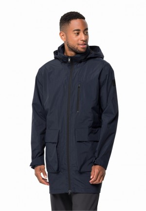 Navy Jack Wolfskin Norden Port Men Coats | 42077204