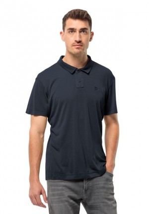 Navy Jack Wolfskin Pikeh Men Polo Shirts | 94950739