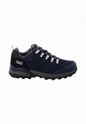 Navy Jack Wolfskin Refugio Texapore Low Women Hiking Shoes | 11706020