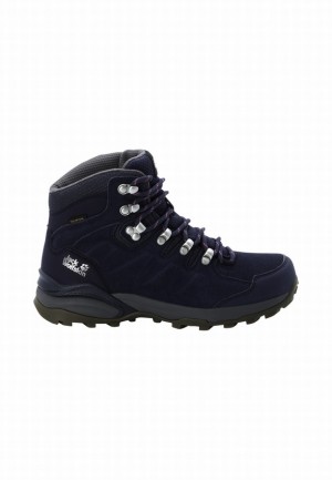 Navy Jack Wolfskin Refugio Texapore Mid Women Hiking Shoes | 18426722