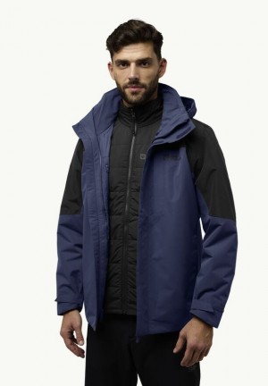 Navy Jack Wolfskin Romberg 3in1 Men Jackets | 46809384