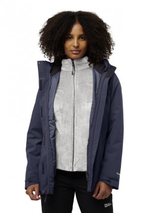 Navy Jack Wolfskin Rotwand 3in1 Women Jackets | 88419231