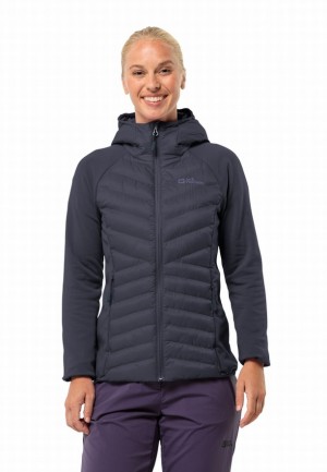 Navy Jack Wolfskin Routeburn Pro Hybrid Women Jackets | 17683208