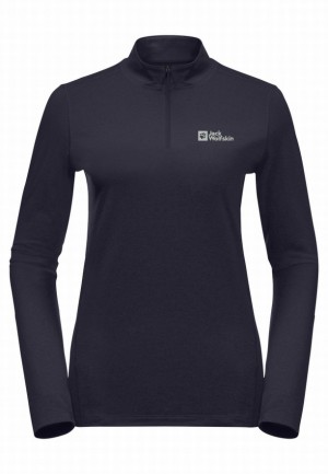 Navy Jack Wolfskin Skyhermal Hz Women T Shirts | 94419025