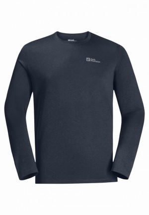 Navy Jack Wolfskin Skyhermal L/s Men T Shirts | 37837973