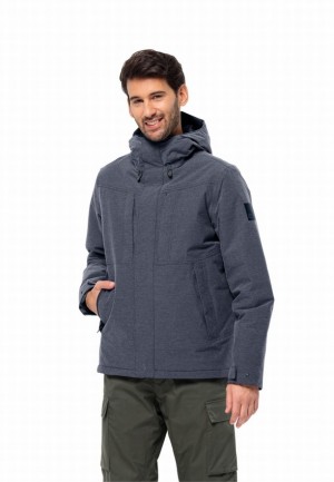Navy Jack Wolfskin Snowy Park Men Winter Jackets | 53474817