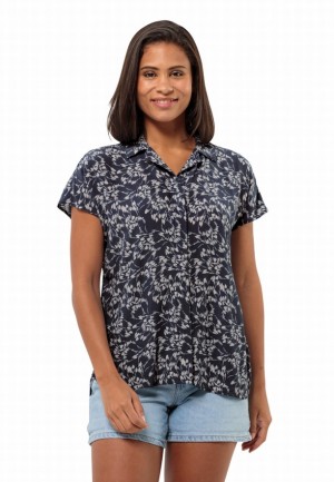 Navy Jack Wolfskin Sommerwiese Women Shirts | 18889453