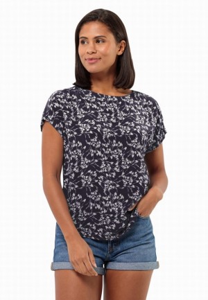 Navy Jack Wolfskin Sommerwiese Women T Shirts | 31133847