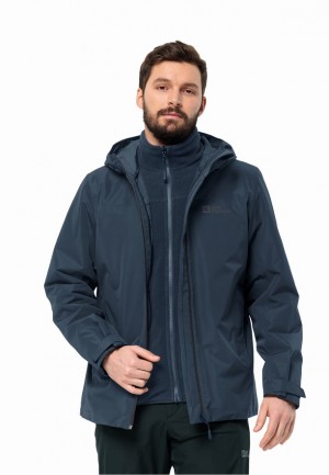 Navy Jack Wolfskin Taubenberg 3in1 Men Jackets | 66302118