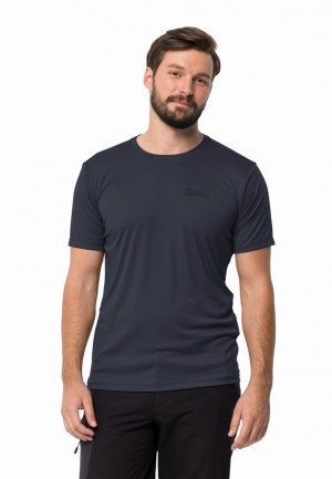 Navy Jack Wolfskin Tech Men T Shirts | 54104363