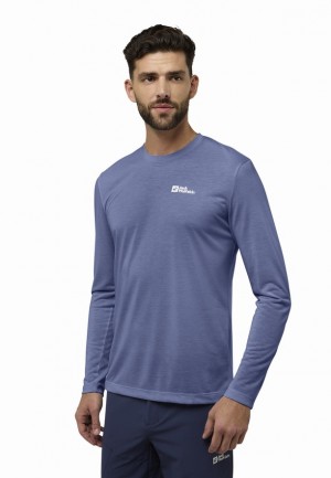 Navy Jack Wolfskin Vonnan Ls Men T Shirts | 28092432