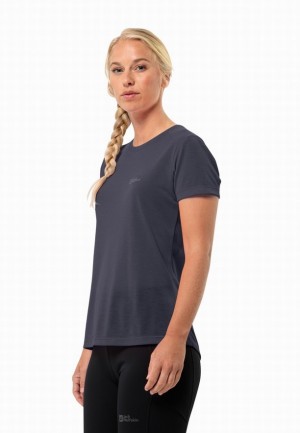 Navy Jack Wolfskin Vonnan S/s Women T Shirts | 48751275