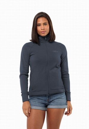 Navy Jack Wolfskin Waldsee Women Fleece Jackets | 83388059