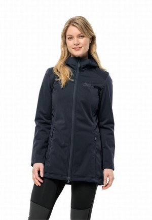Navy Jack Wolfskin Windhain Women Softshell Jackets | 79132064