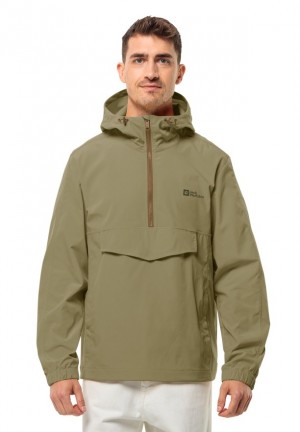 Olive Jack Wolfskin Desert Wind Overhead Men Jackets | 68409336