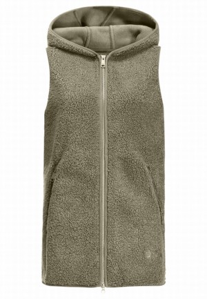 Olive Jack Wolfskin High Curl Long Women Vest | 86553645