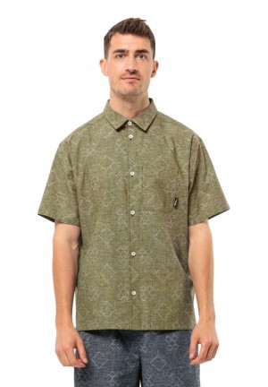 Olive Jack Wolfskin Karana Men Shirts | 50465789
