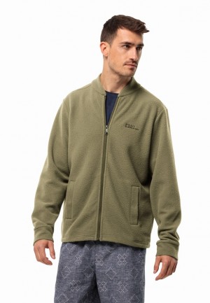 Olive Jack Wolfskin Light Curl Men Fleece Jackets | 18228129