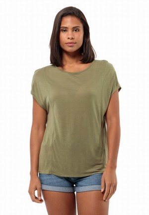 Olive Jack Wolfskin Mola Women T Shirts | 31665907