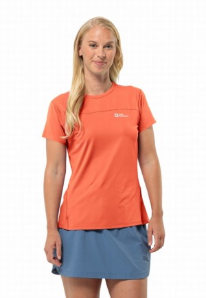 Orange Jack Wolfskin Prelight Chill Women T Shirts | 57211157