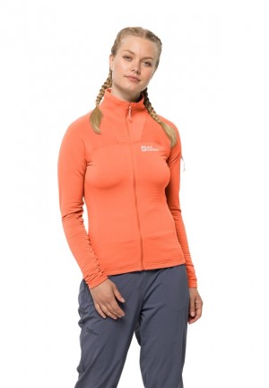Orange Jack Wolfskin Prelight Fz Women Fleece Jackets | 17948687