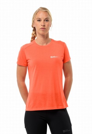 Orange Jack Wolfskin Vonnan S/s Women T Shirts | 85309636