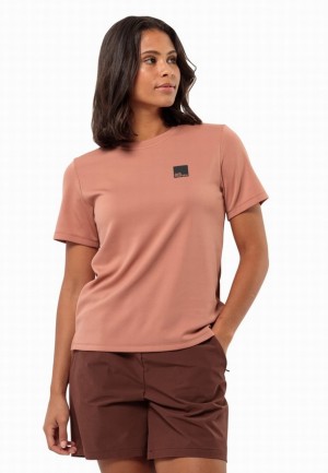 Pink Jack Wolfskin Bike Commute Women T Shirts | 15284431