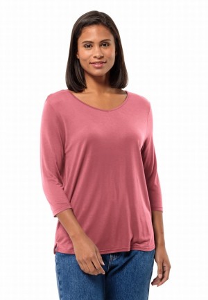 Pink Jack Wolfskin Mola 3/4 Women T Shirts | 95925487